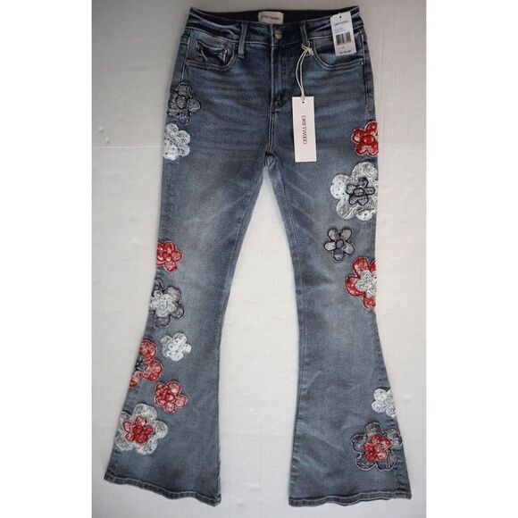 DRIFTWOOD Denim - Driftwood x FP Sz 24 Med. Wash Farrah American Bandstand Embroidered Jeans